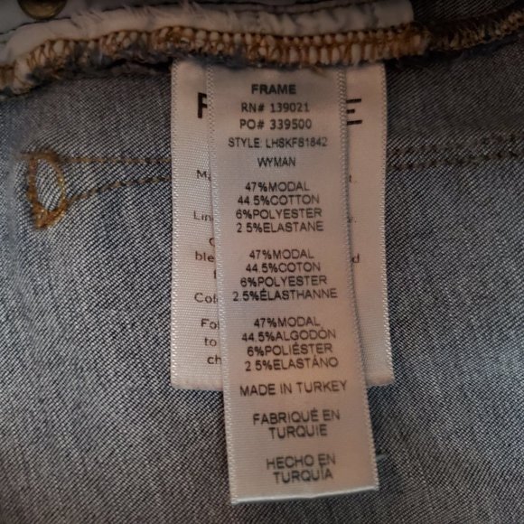 Frame Le High Skinny Wyman 27 (Meas 23x27.5 9.5" Mid Rise) Front Slit Jeans A13 - Picture 8 of 11